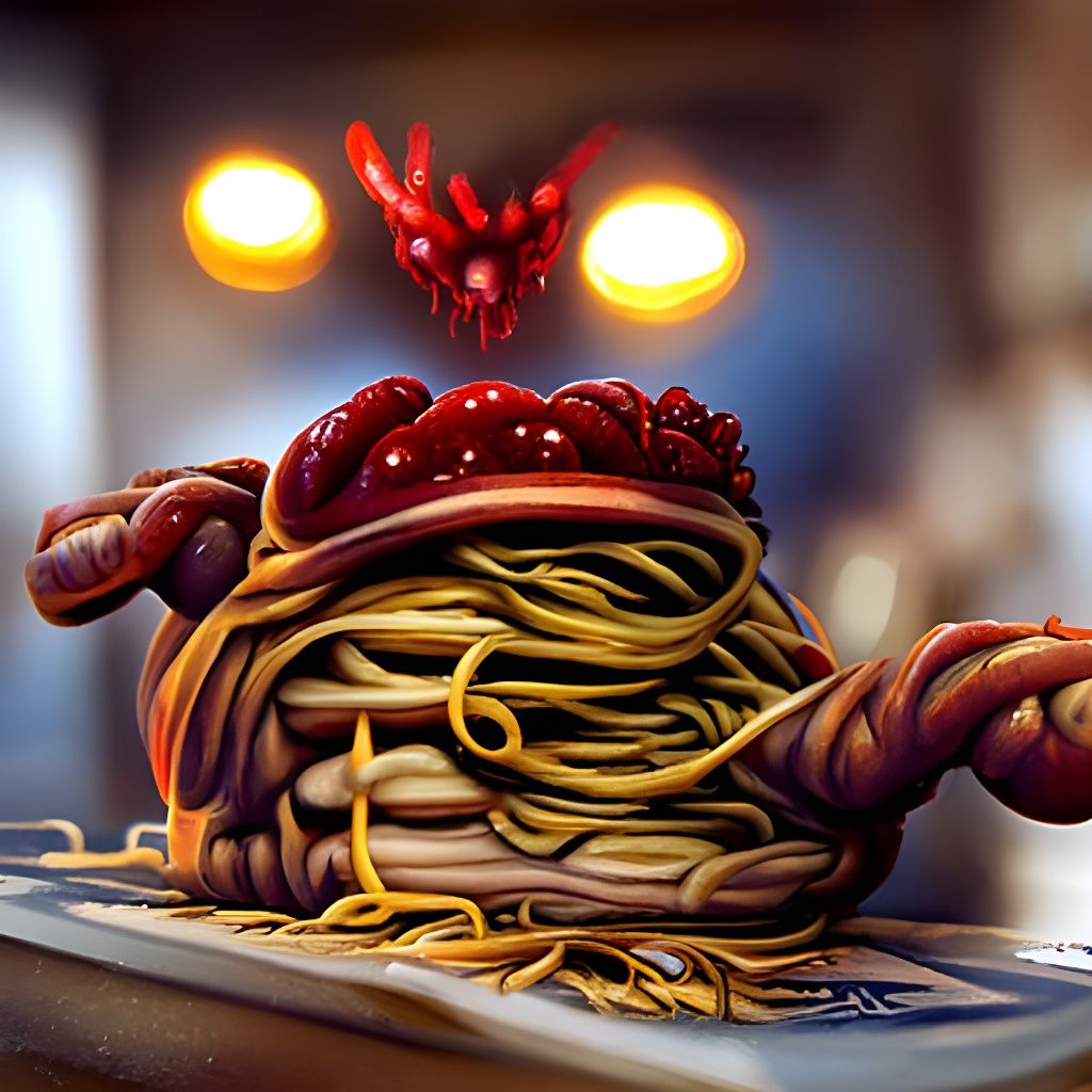 Spaghetti and meatball monster