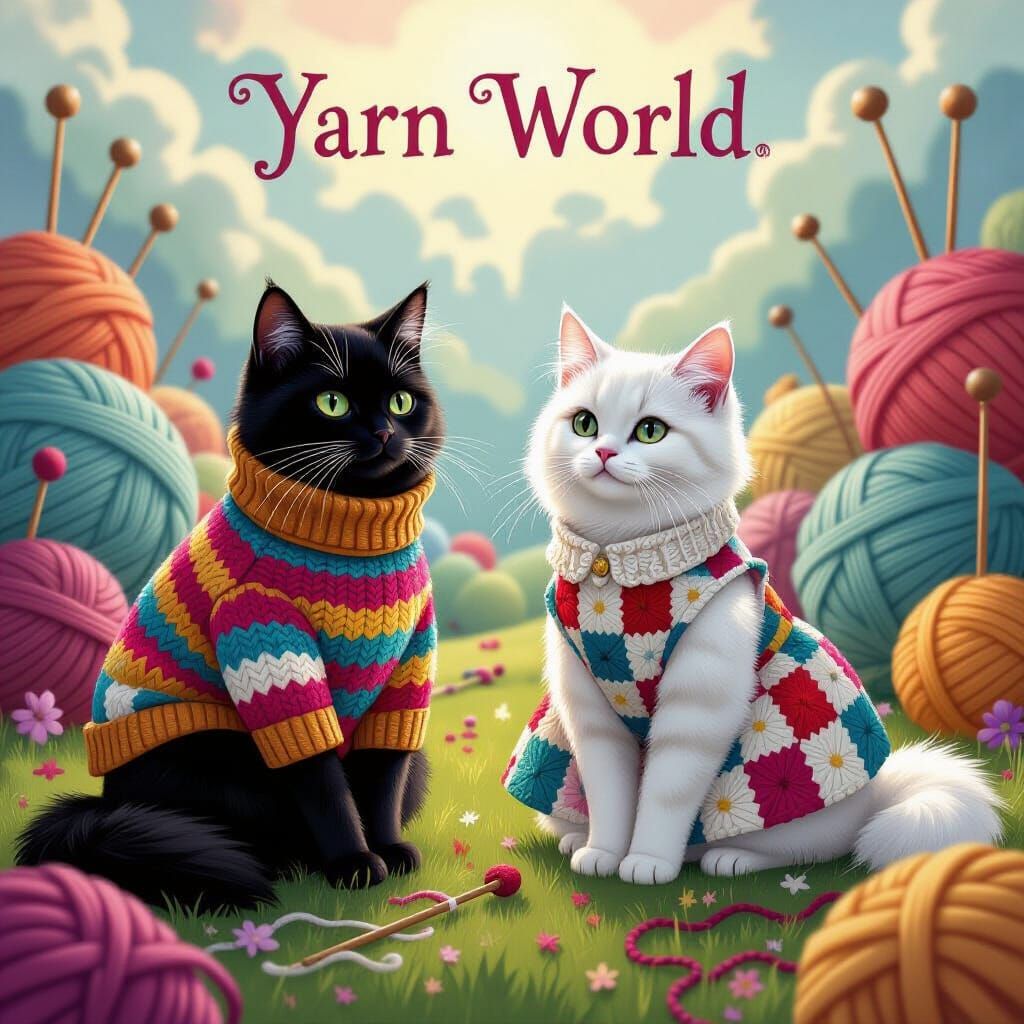 Cats in Yarn World: Patchwork Sweaters and Dresses
