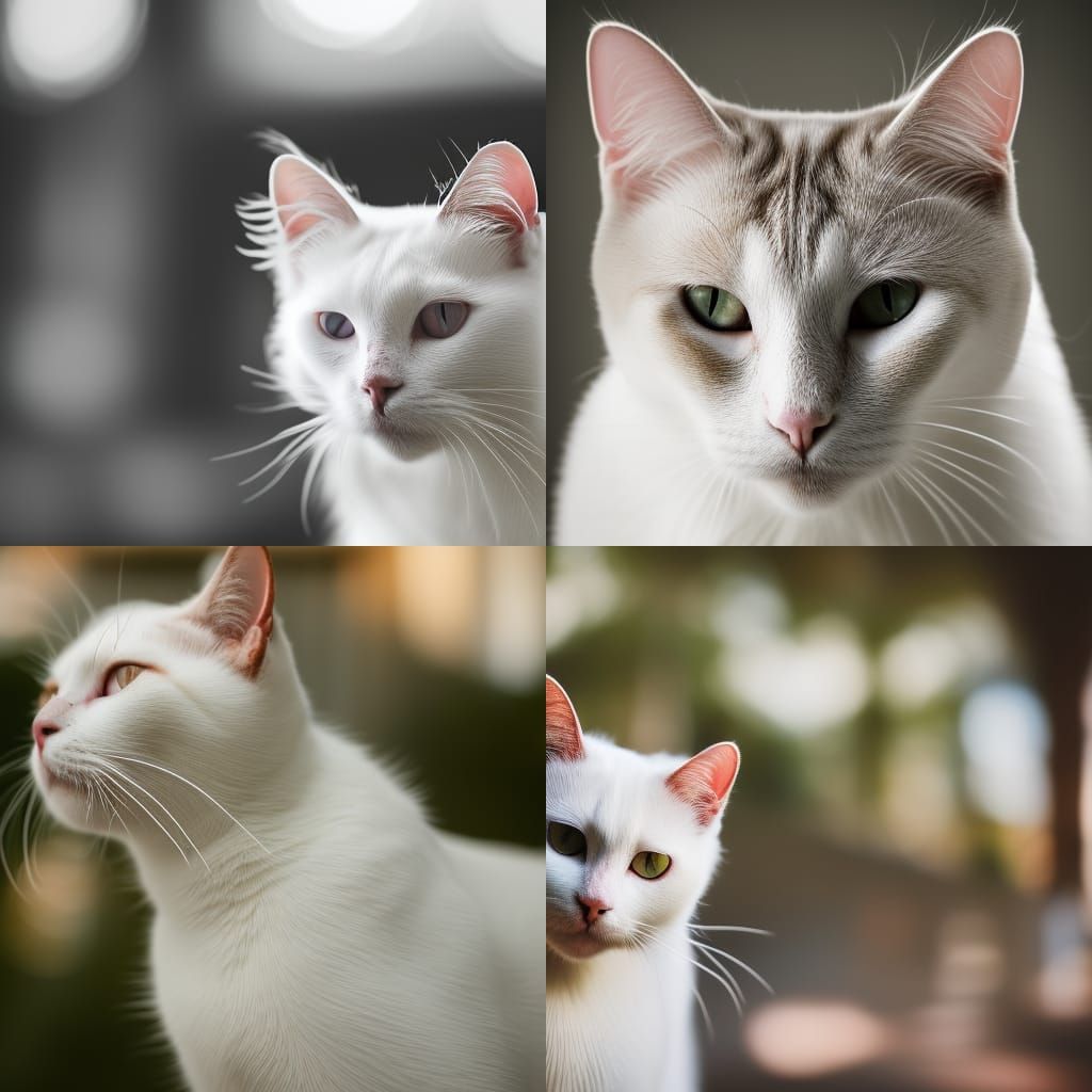 White Cat in Professional Photography Style
