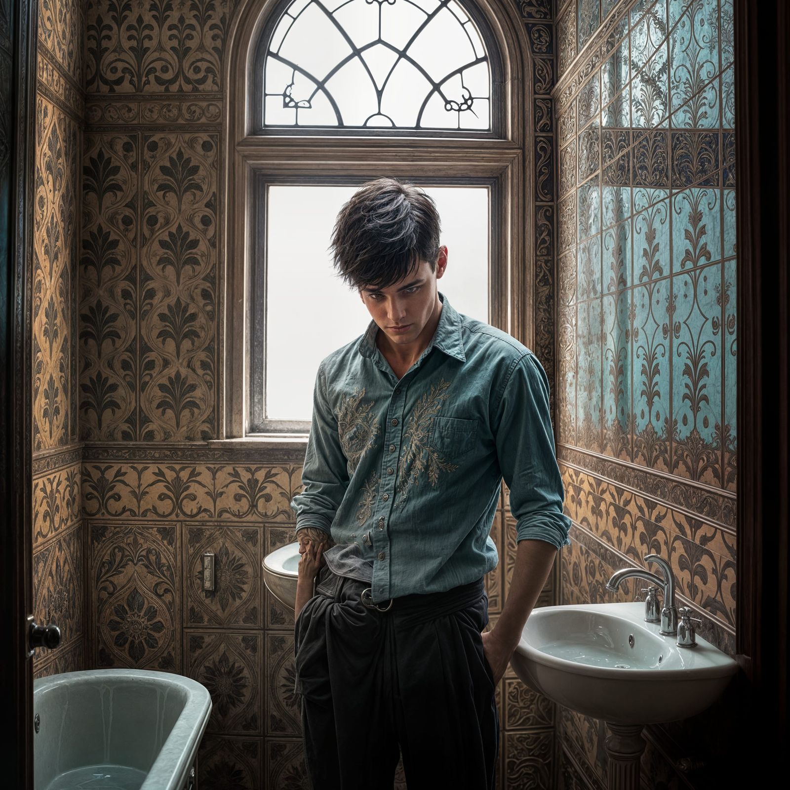 1957 College Student Hiding: Detailed Matte Painting