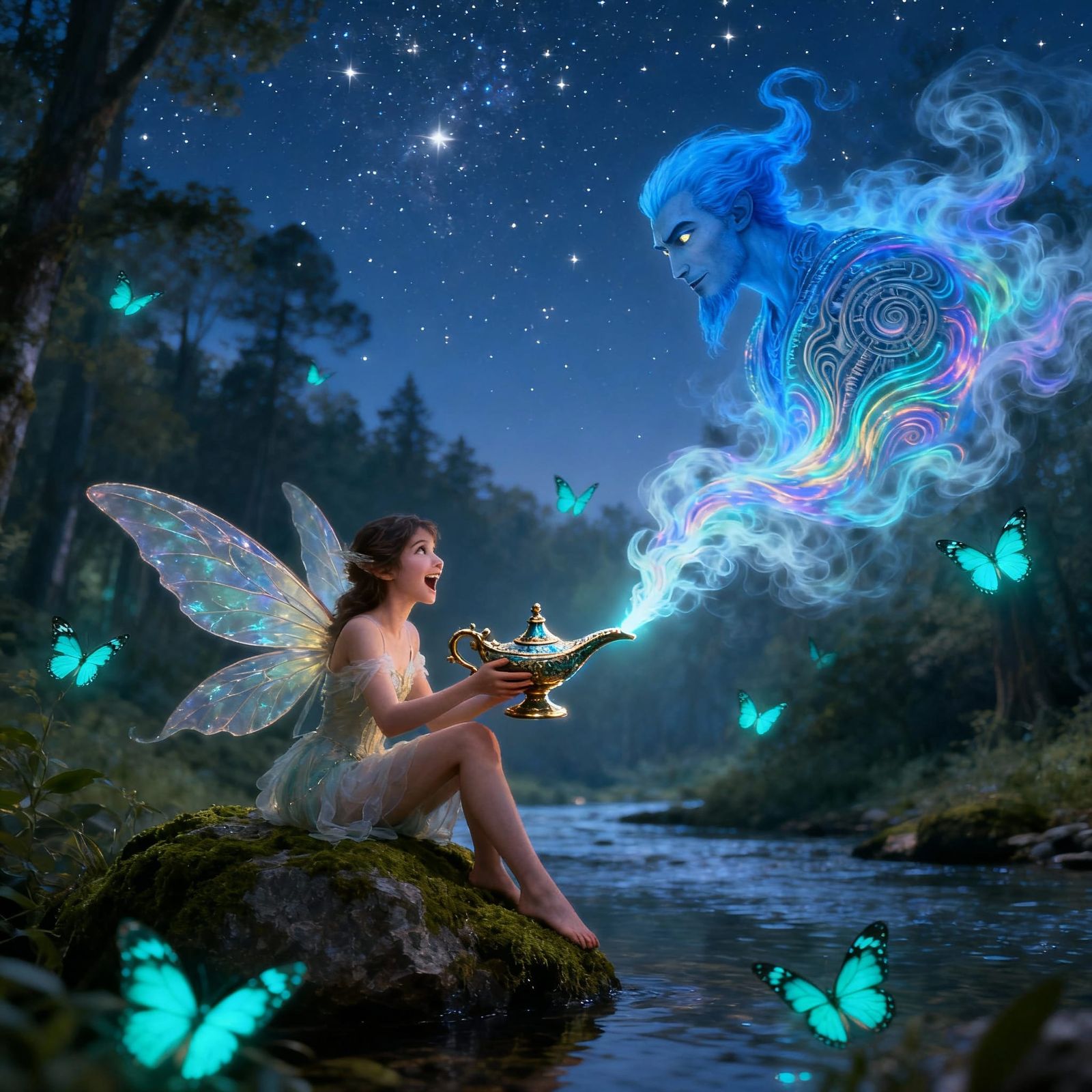 Fairy Meets Genie in Enchanted Forest