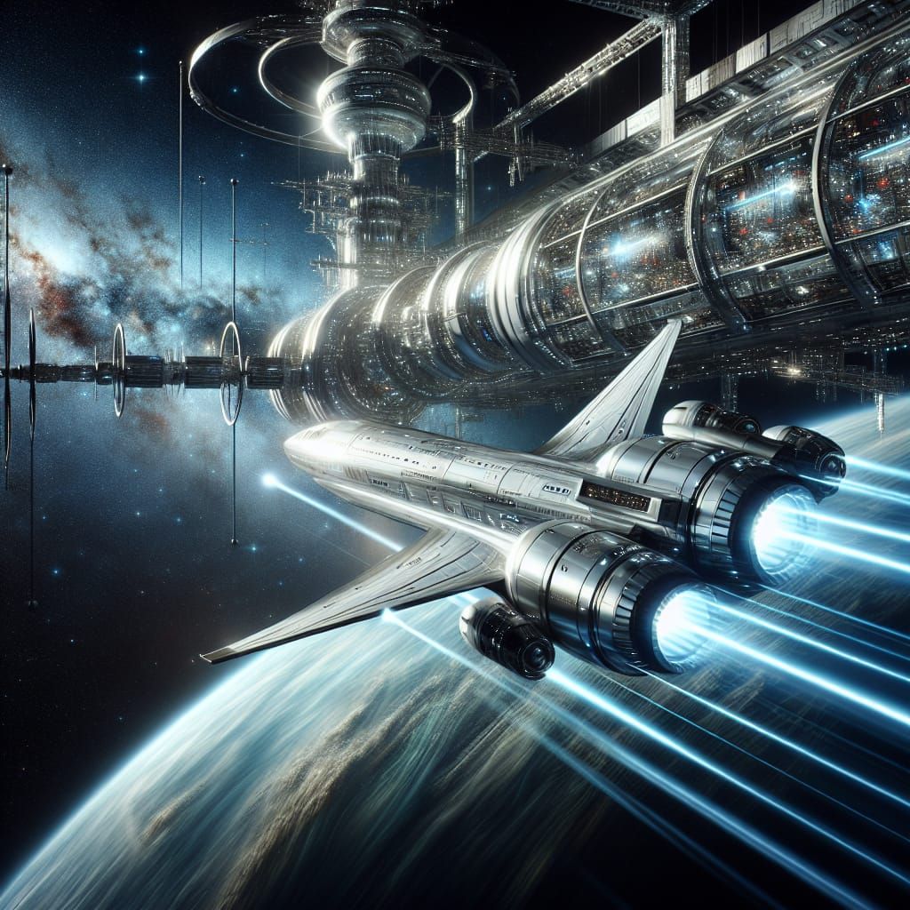 Futuristic Spaceplane Ascends in Advanced Technological Age