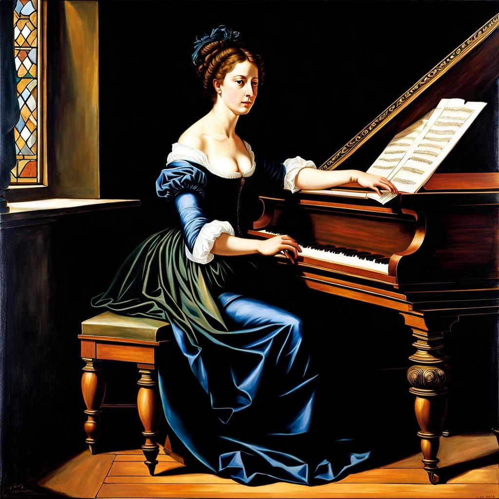 A Renaissance woman at the harpsichord