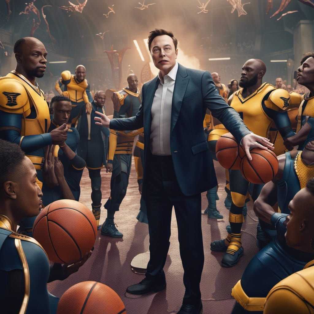 Elon Musk as Professor X Leads Basketball Team