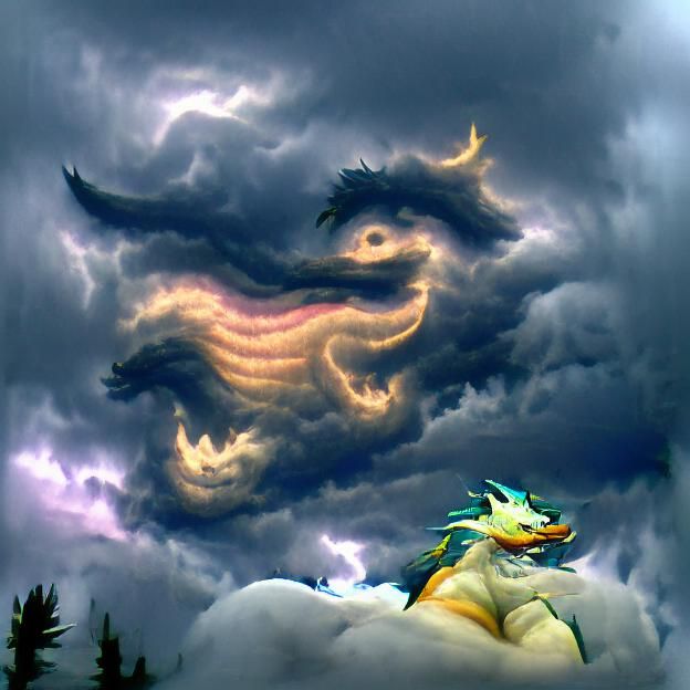 Majestic Dragon Spirit Soaring Through Stormy Skies
