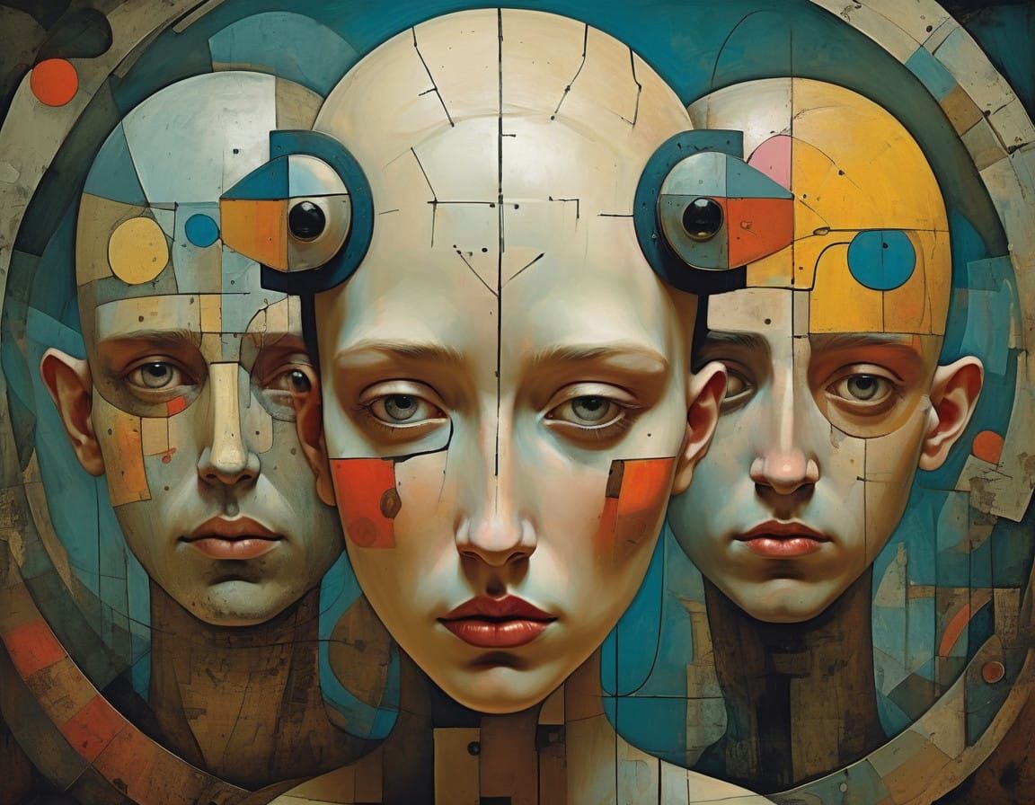 Disturbing Dystopian Portraits of Fragmented Faces in a Haun...