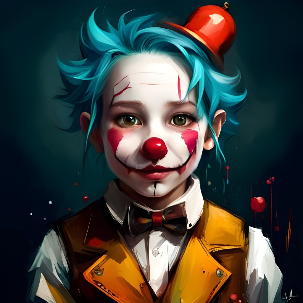 Adorable Chibi Furry Clown Portrait in Splash Art Style