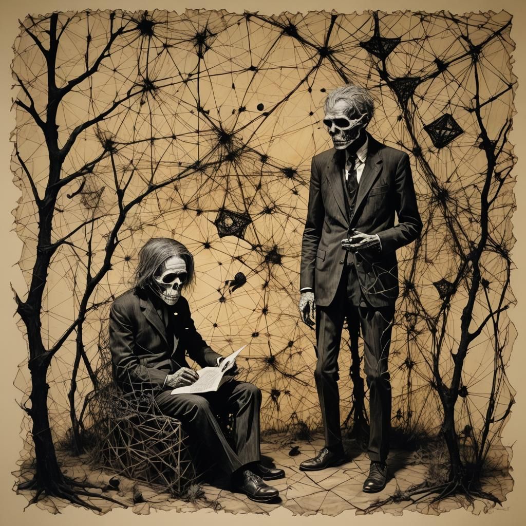 Surreal Graveyard with Lace Fish and Fireflies