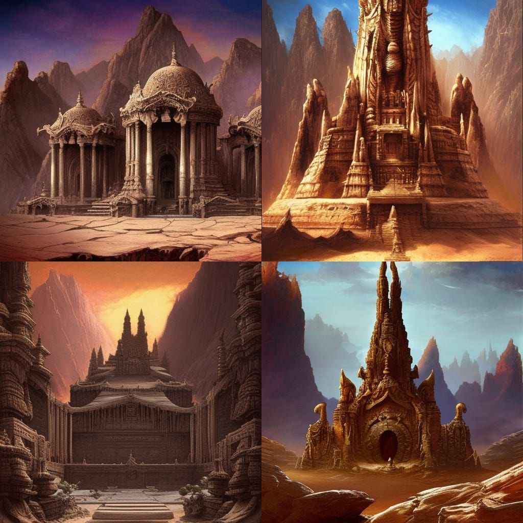 Fantasy Desert Temple in Frazetta Style