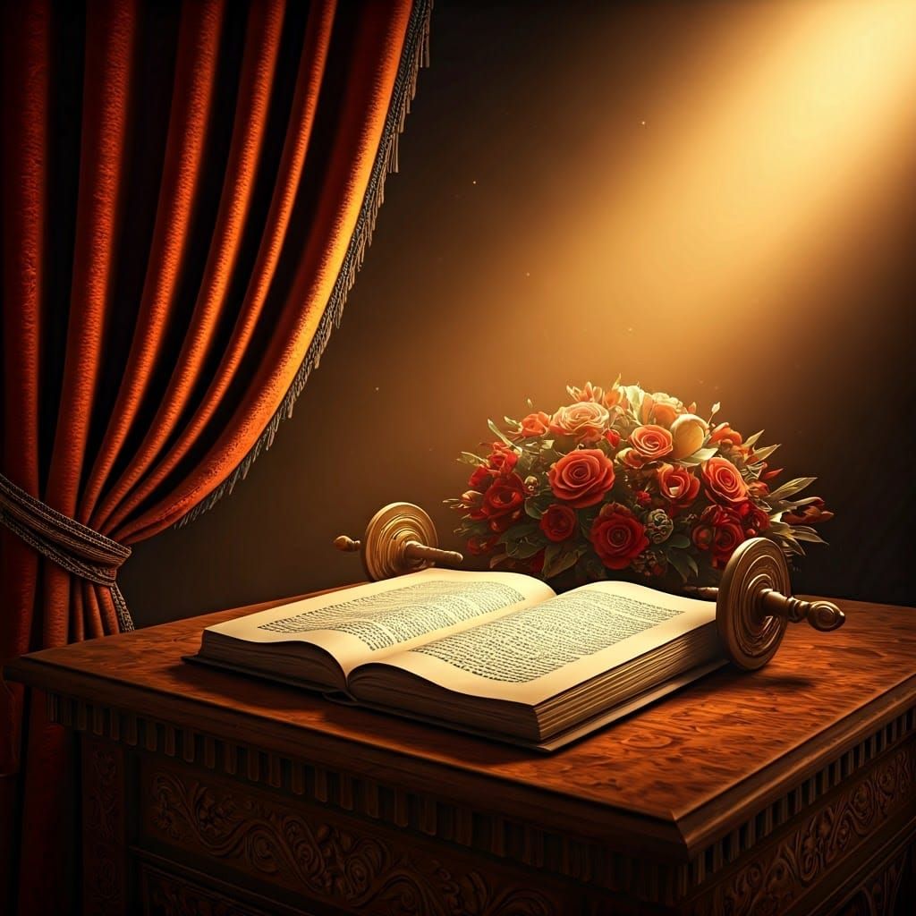Mystical Torah Scroll Scene in Dreamlike Concept Art