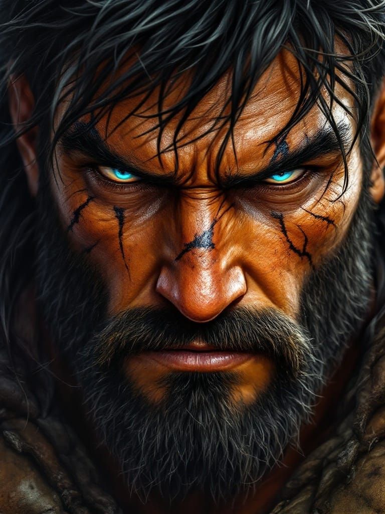 Barbarian Eyes in a Gritty, Realistic Style