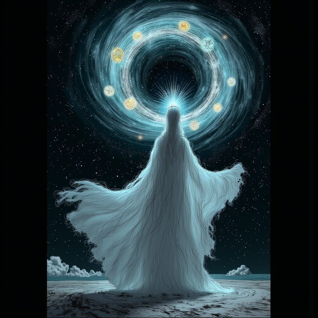 Celestial Wanderer Amidst Starry Nebula