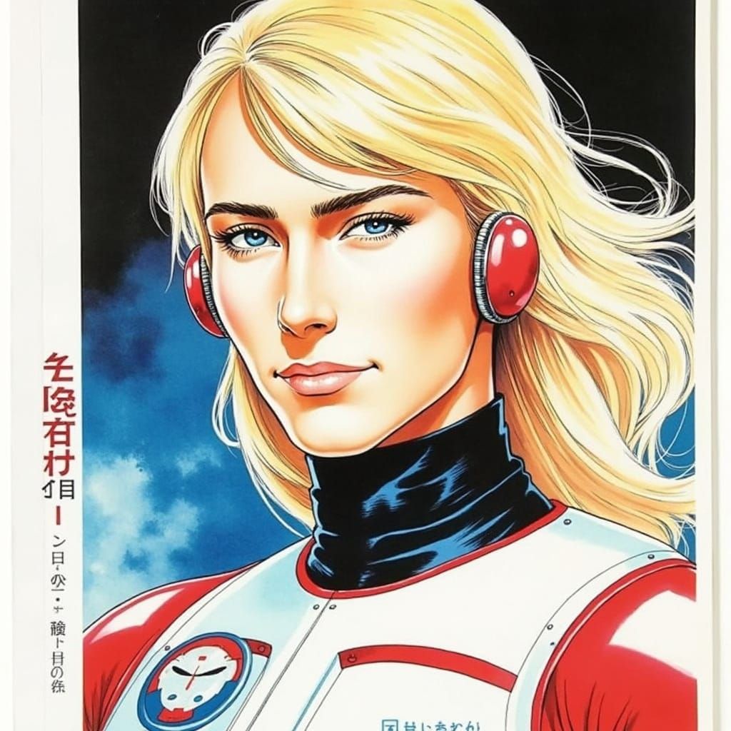Vintage 1980s Japanese Manga Watercolor Sci-Fi Pilot