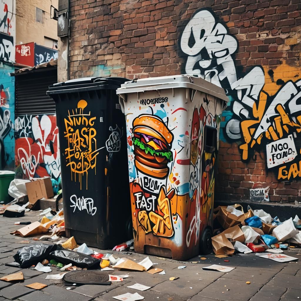 Edgy Street Art Graffiti: No Fast Food