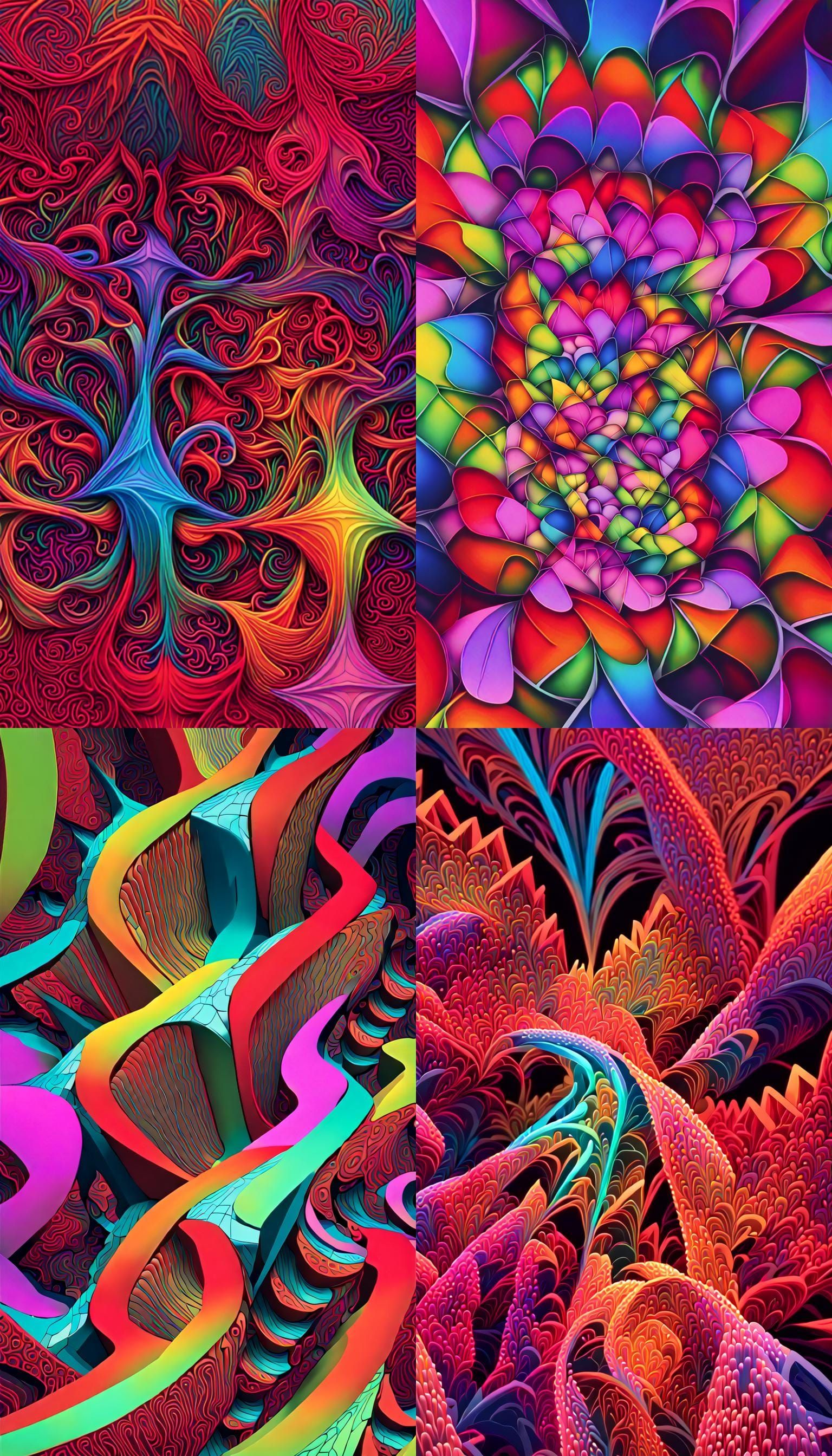 Vivid Neon Fractal: AI's Psychedelic 4D Perception