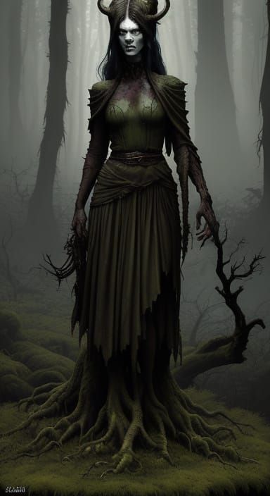 Alice Monaghan in Mystical Forest, Mignola Comic Style