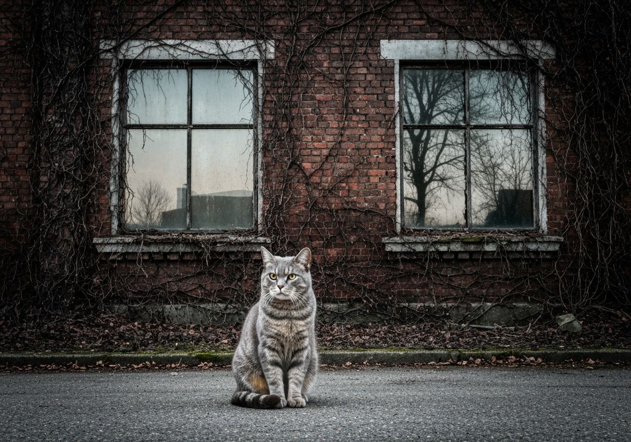 Tabby Cat on Mars Before Alien Building