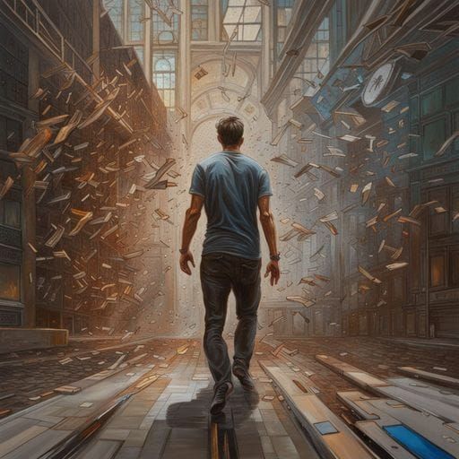 Dynamic Oil Painting of a Man in Motion