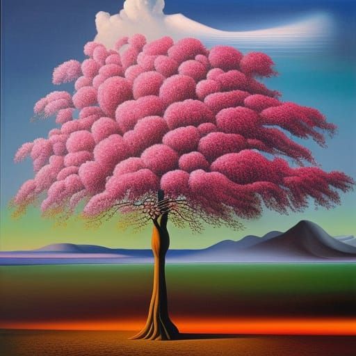Surreal Rainbow Tree Inspired by Salvador Dali