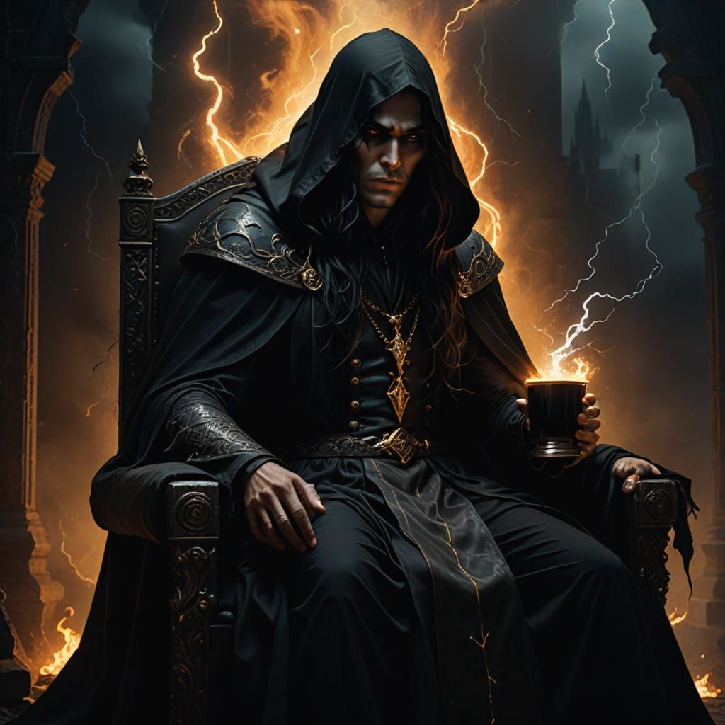 Dark Giant on Throne in Gothic Fantasy Art