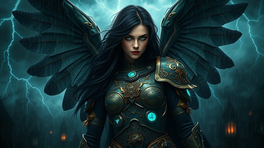 Warrior Angel in Dark, Epic Battle