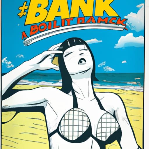Bikini Model in Comic Book Art Style