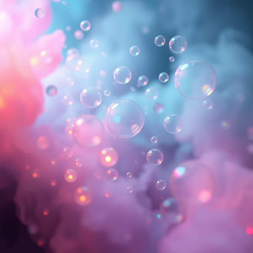 Luminescent Bubbles in Smoky Glass Landscape