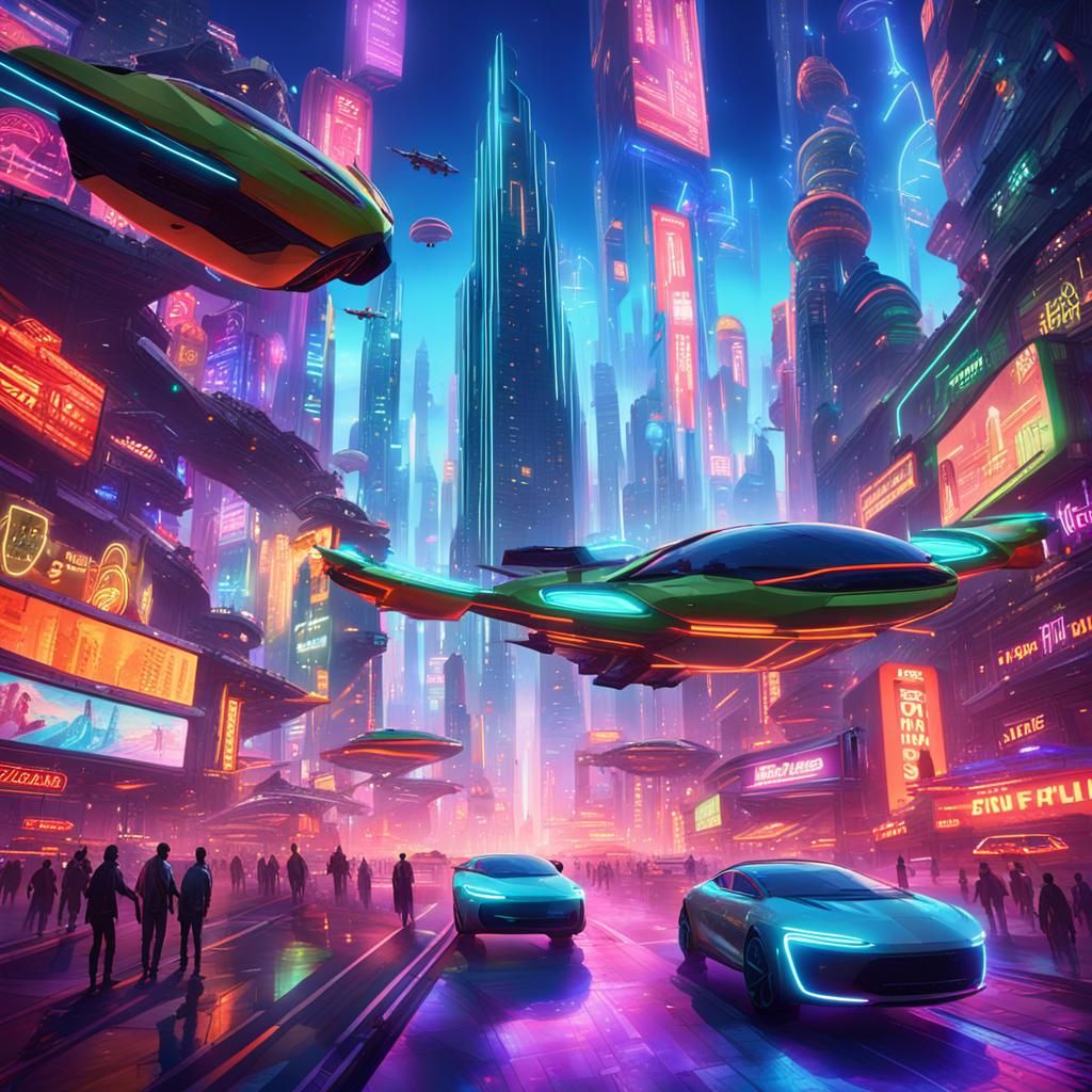 Futuristic Neon Cityscape Concept Art