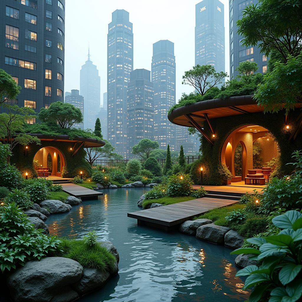 Magical Rooftop Garden Oasis in Bustling City