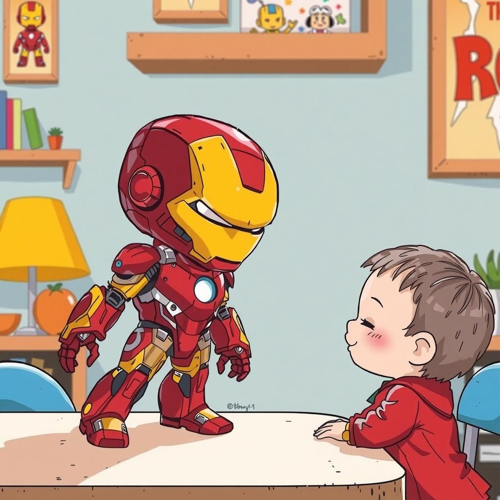 Chibi Iron Man Toy Converses with Child