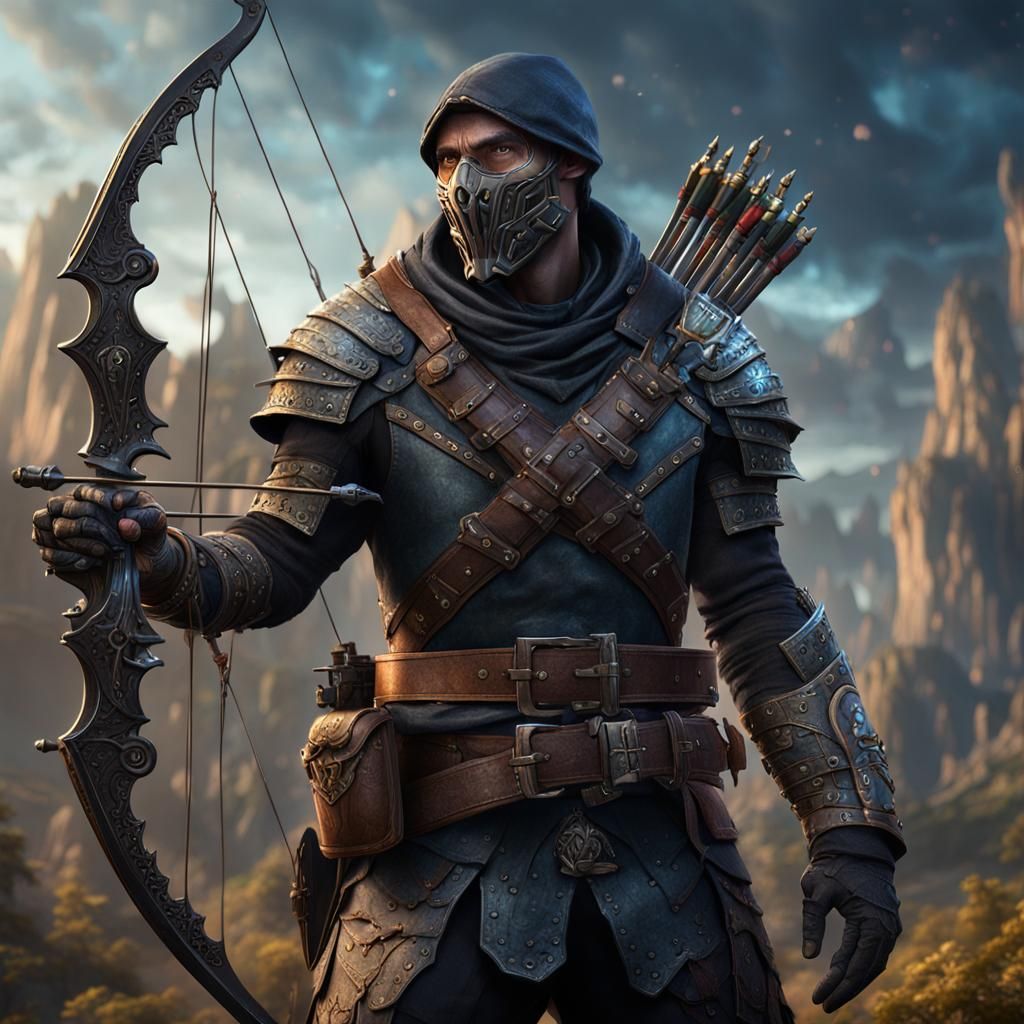 Dark Fantasy Bandit Captain with Magic Crossbow