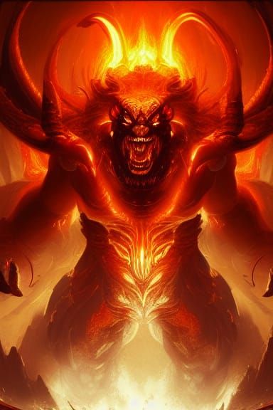 Hyper-Detailed Balrog Fire Demon in Dark Fantasy Style