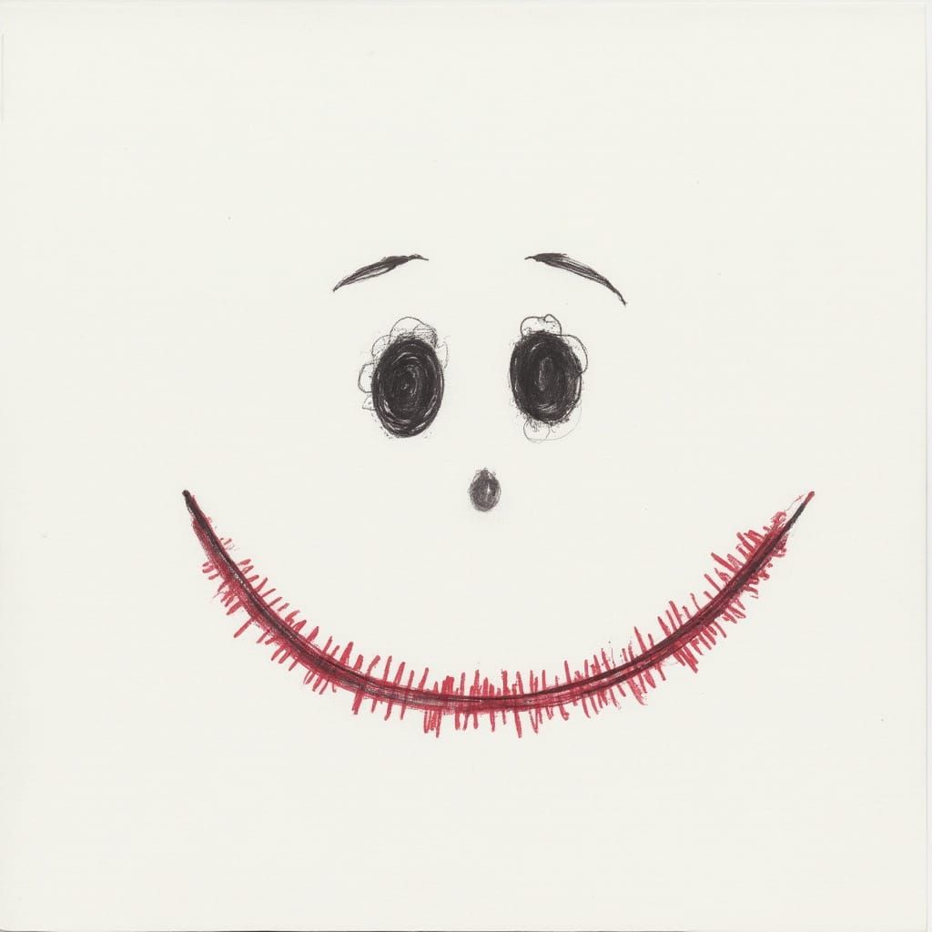 Rudimentary Smile Face Drawing by a Child