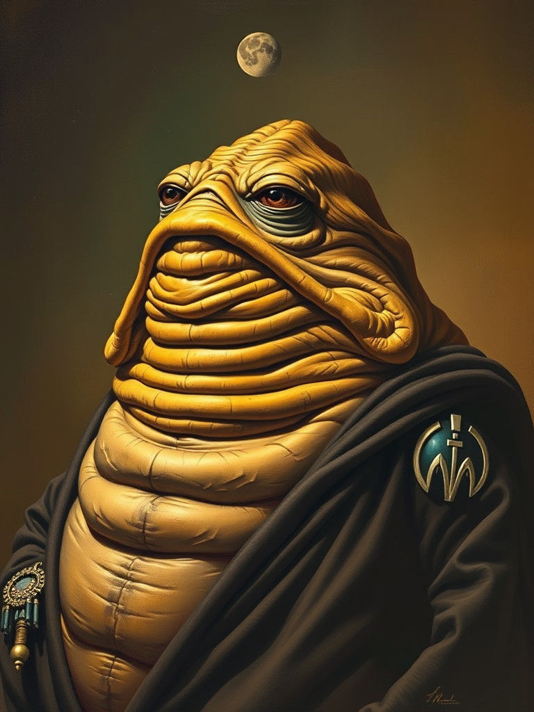 Jabba the Hutt Portrait in Surrealist Style