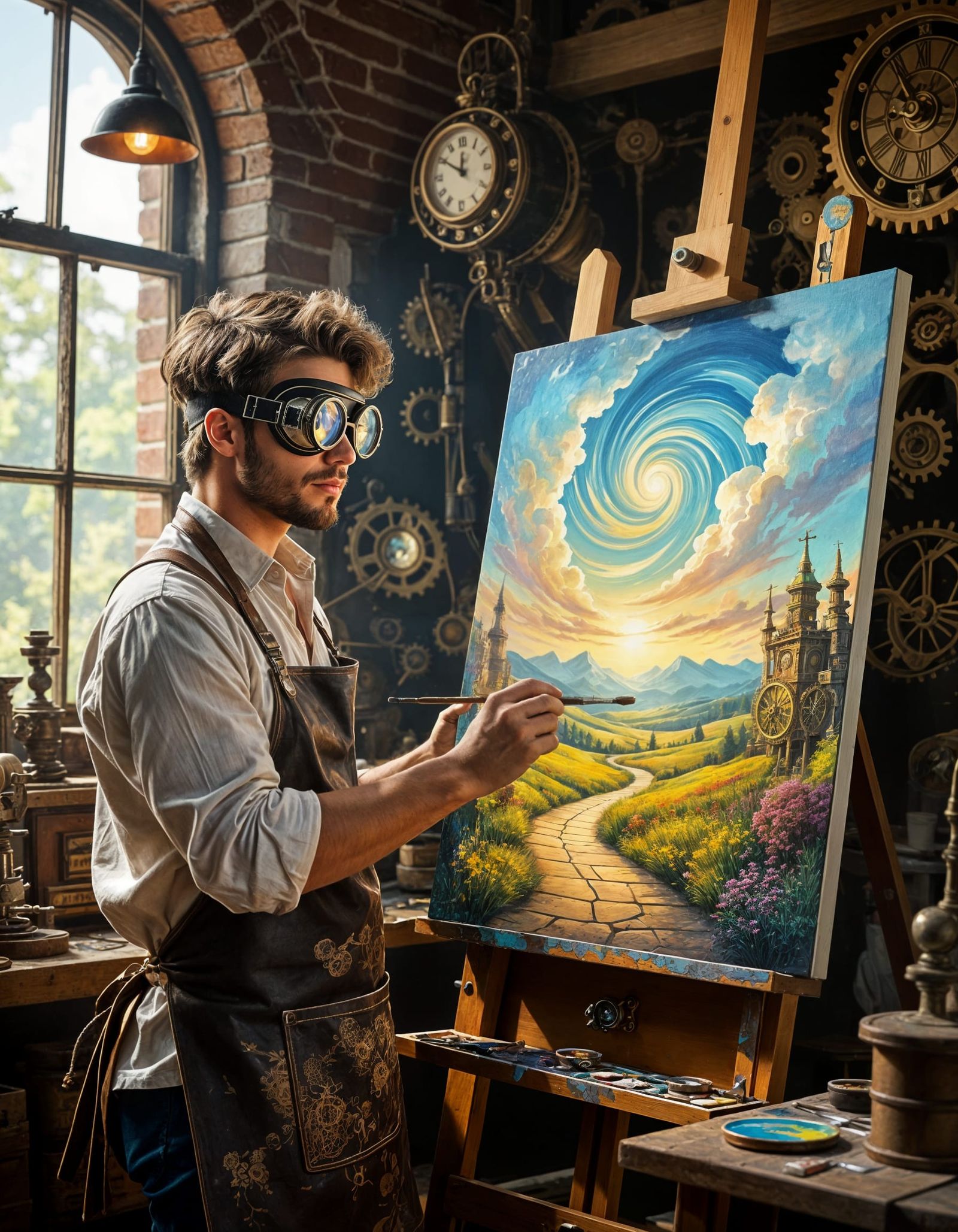 Steampunk Painter Creates Surreal Landscape in Oil