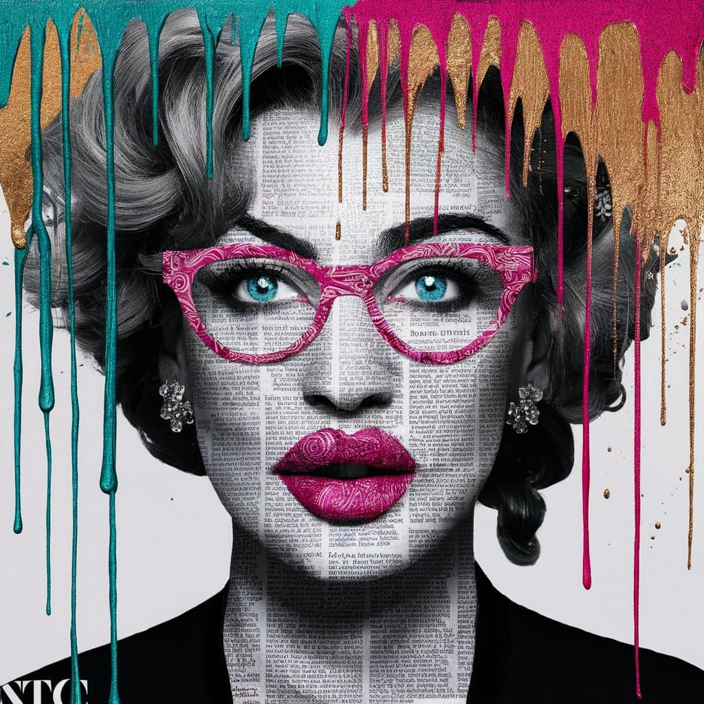 Magazine Collage Portrait with Paisley Glasses