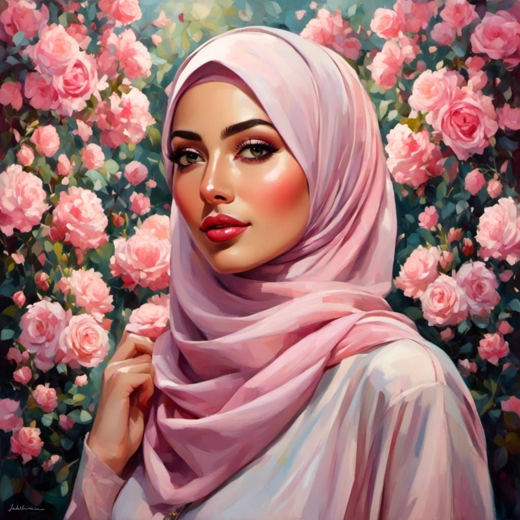 Hijabi Portrait in Rose Garden