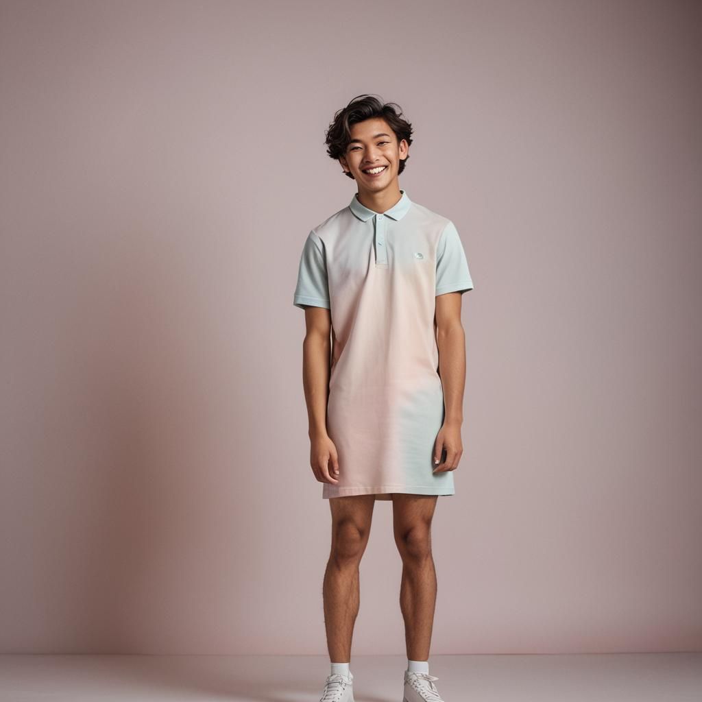 Smiling Youth in Minidress: Soft-Focus Fashion Portrait