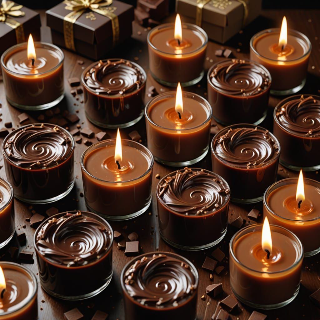 Melting Chocolate Candle in Impressionistic Style