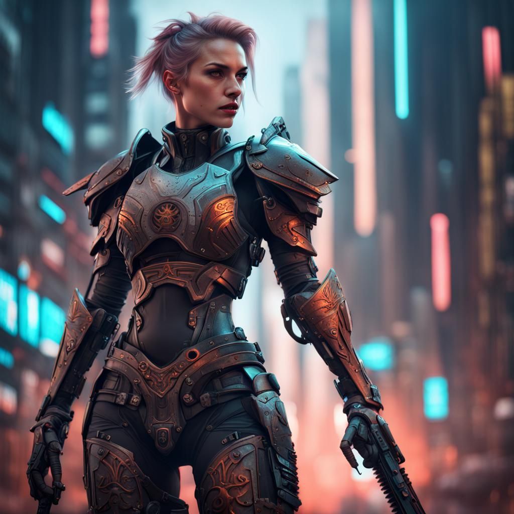 Cyberpunk Female Knight Concept Art