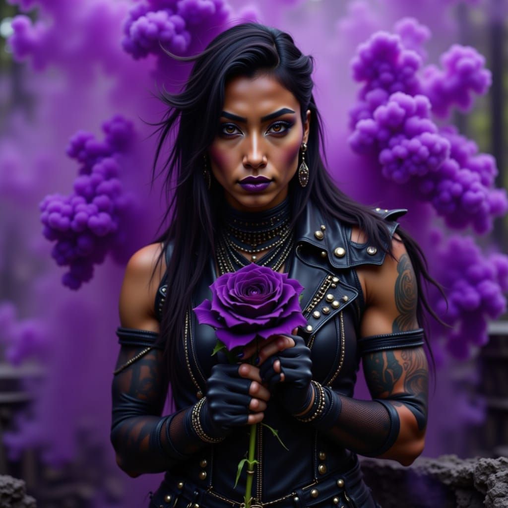 Goth Native American Mermaid with Muscular Arms