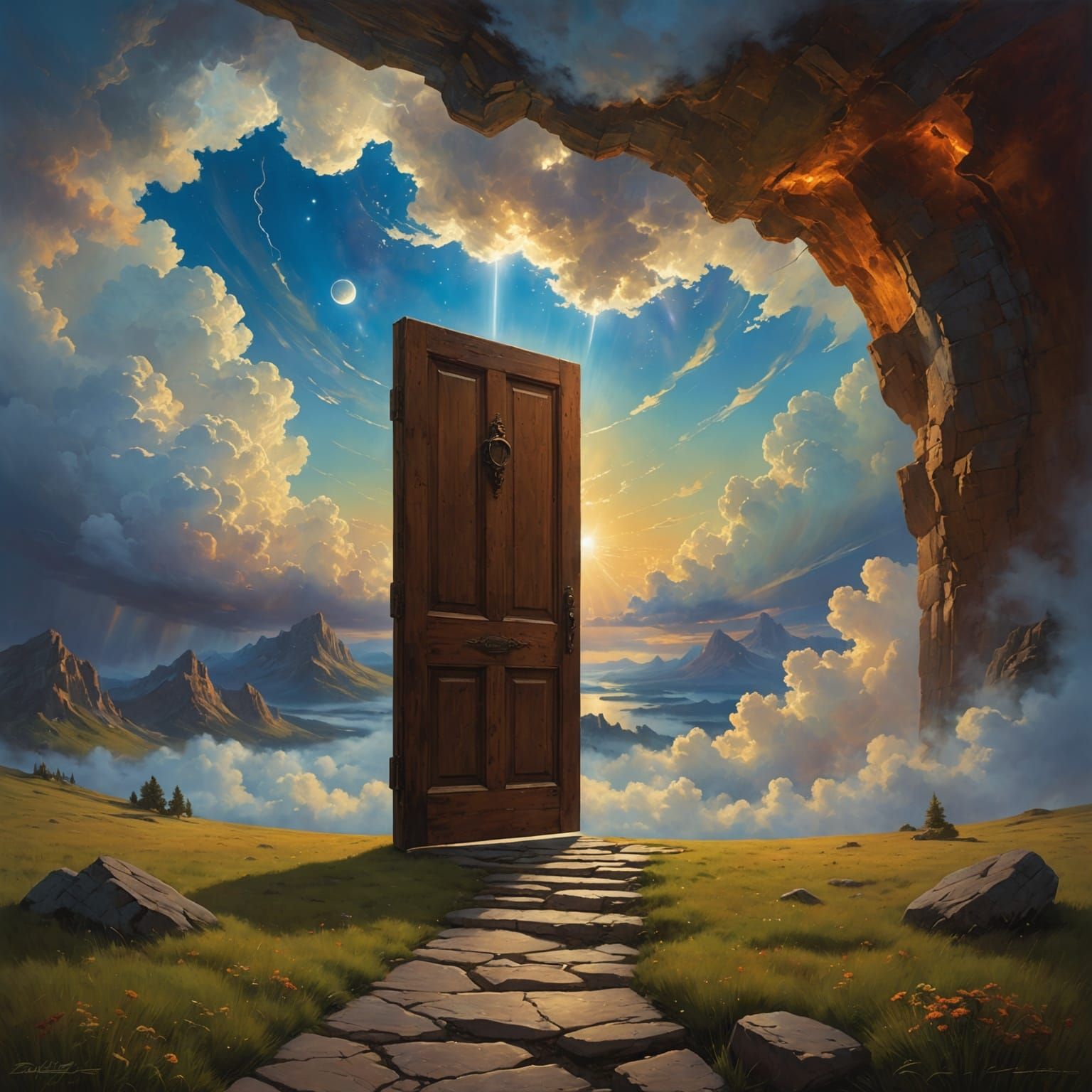 Glowing Doorway to Another World in the Sky