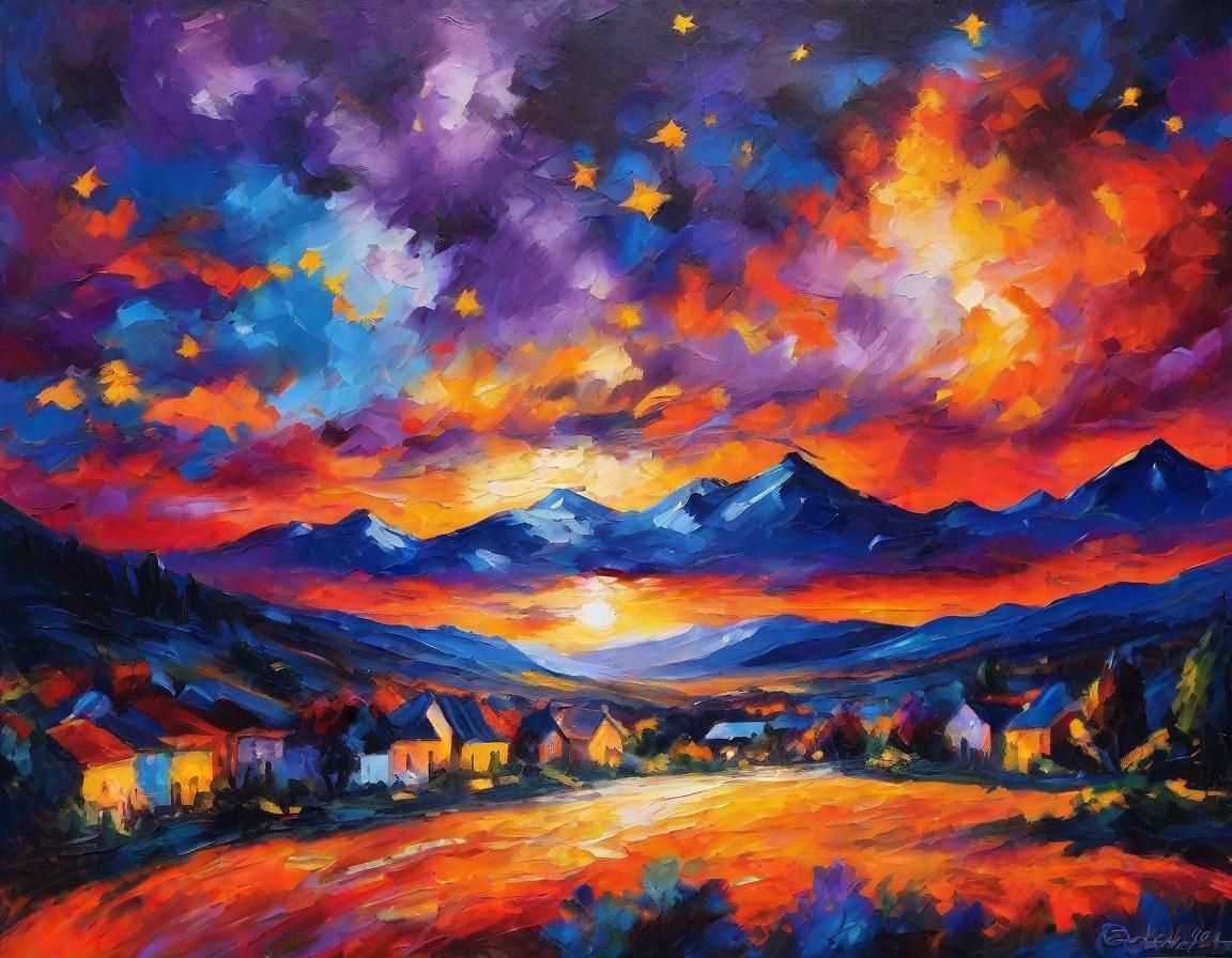 Swirling Night Sky as Impressionist Painting