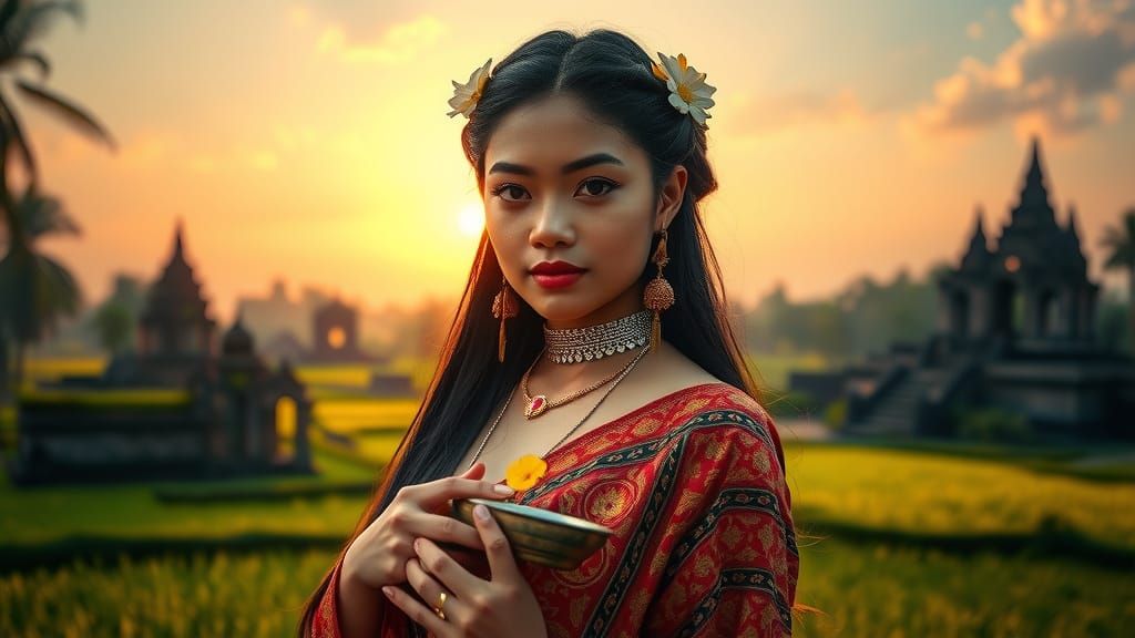 Elegant Balinese Goddess Radiates Inner Strength and Cultura...