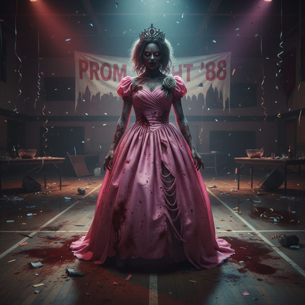 Undead Prom Queen in Gritty 80s Gym