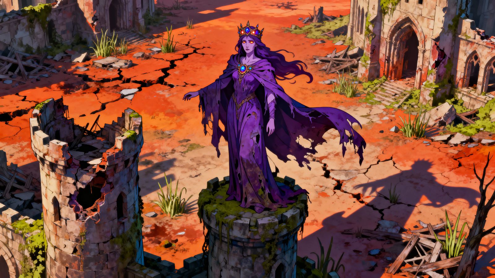 Post-Apocalyptic Goddess Surveys Deserted Kingdom Animation