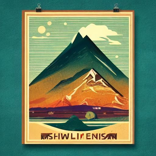 Vintage Travel Poster of Mountain Landmarks