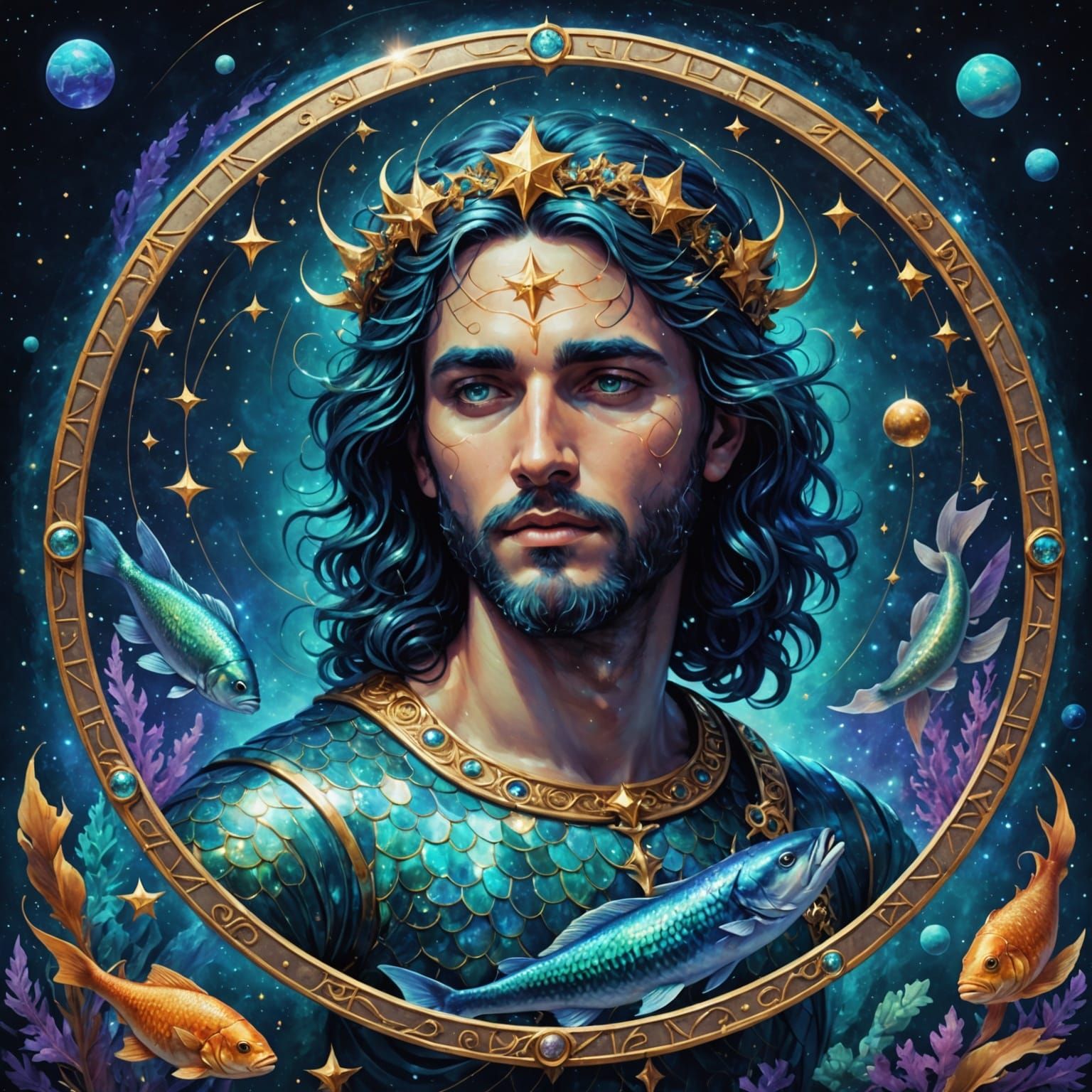 Cosmic Pisces in a Dreamlike Holographic Aesthetic