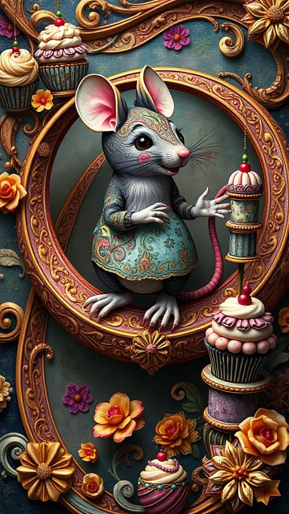 Mouse Wobble Cupcake Moebius contrasting colors deep color a...