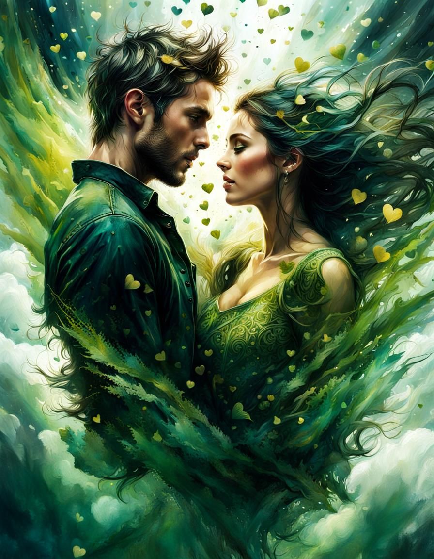 Couple Freefalling in Love: Carne Griffiths Style